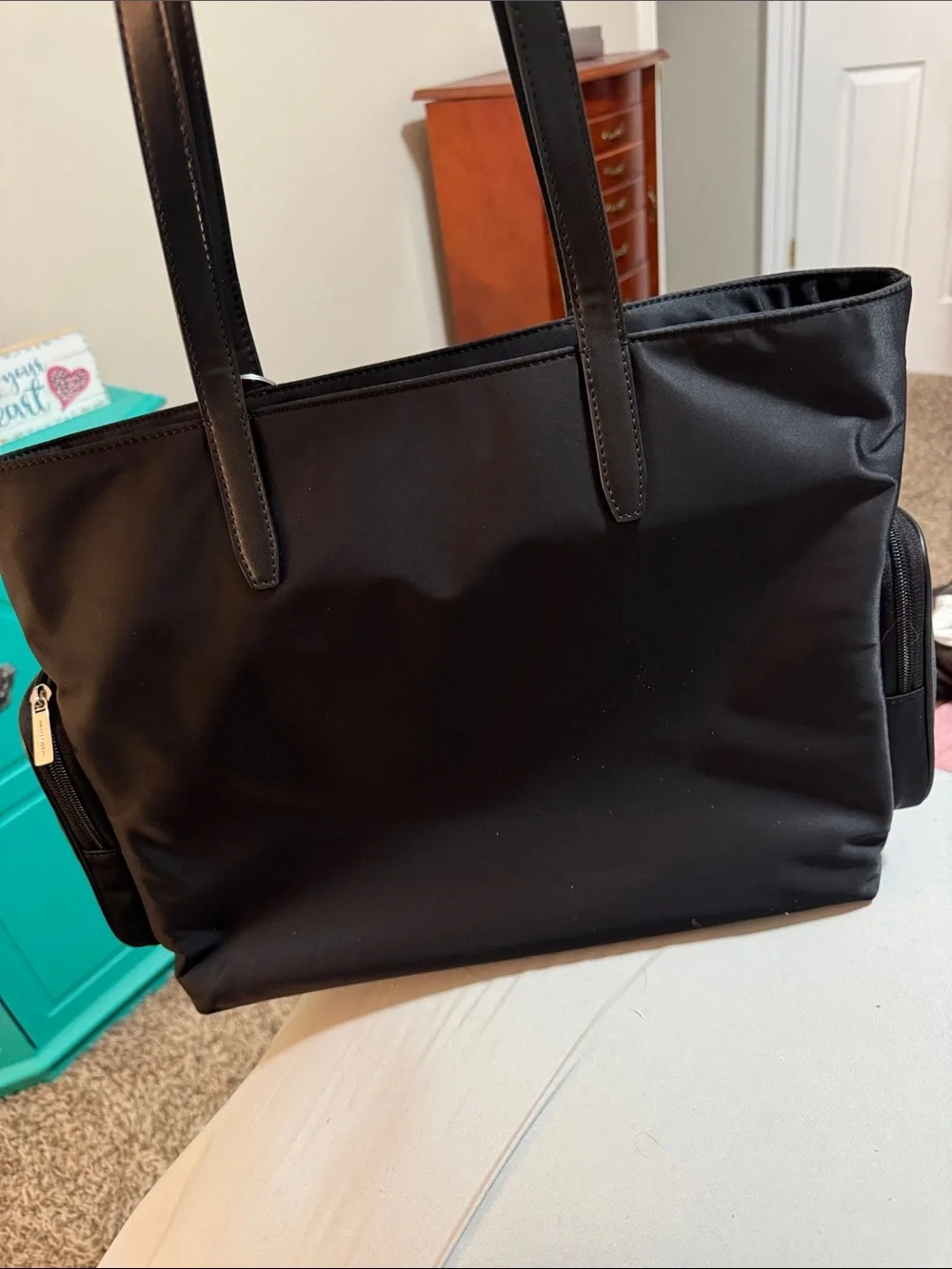 Michael Kors Black Nylon Laptop Tote with Front Pocket